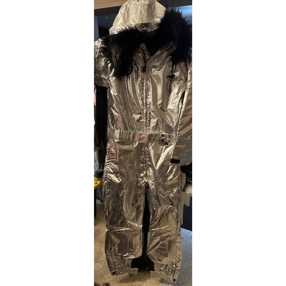 TIPSY ELVES SILVER BULLET ONE PIECE SKI SNOW SUIT Hooded Women's Size Small NEW